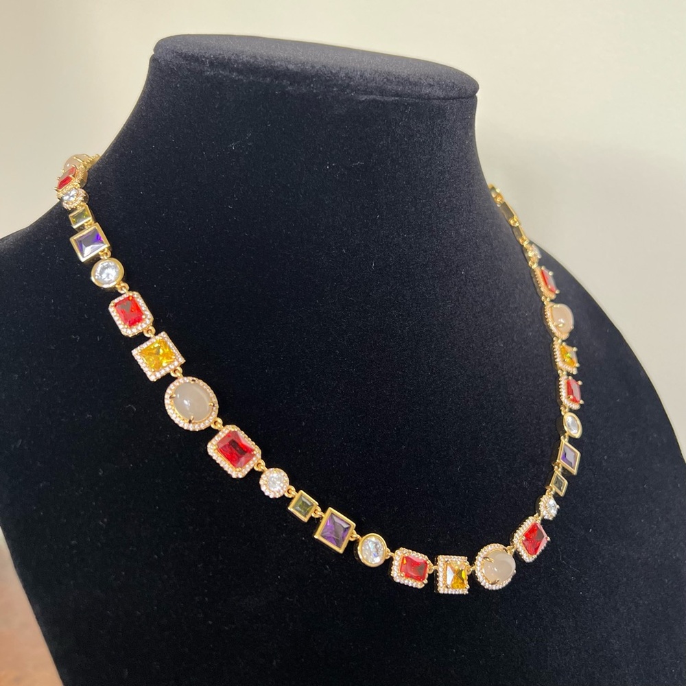 Multicolor Gemstone and Gold Necklace by CRAFTD